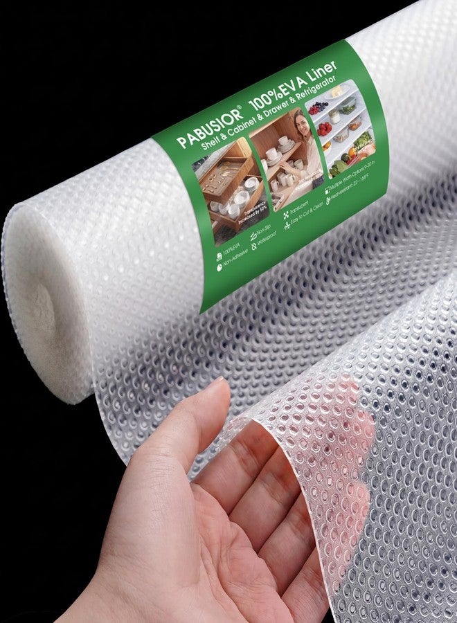 PABUSIOR Cabinet Drawer Liners for Shelves: 100% EVA Non Slip Clear Kitchen Cupboard Mats 11.8" x 120" - Non-Adhesive Waterproof Refrigerator Shelf Liner for Pantry Shelves Bathroom Ideal for Woman - Image 1