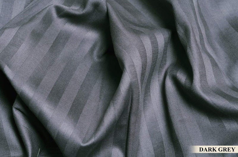 HOME ELITE 300 TC 100% Cotton Satin Stripes King Bed Sheet & 2 Pillow Covers Set for Hotels, B&B (Graphite Grey, Double Bed, Flat Stripe Bedsheet) (100x90 Inches) - Image 4