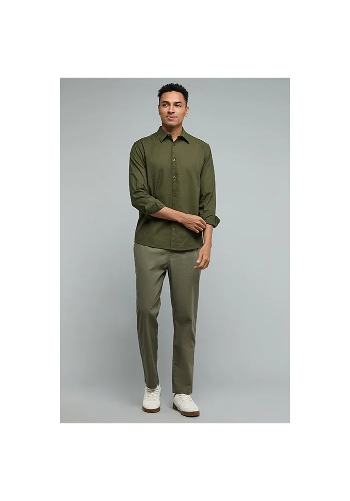 R&b Solid Shirt with Classic Collar and Long Sleeves