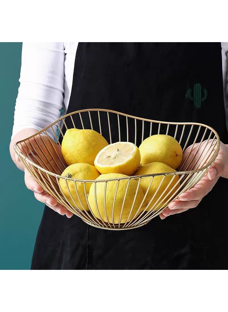 Minimalist Iron Fruit Basket Nordic Modern Home Snack Bowl High black lotus leaf 