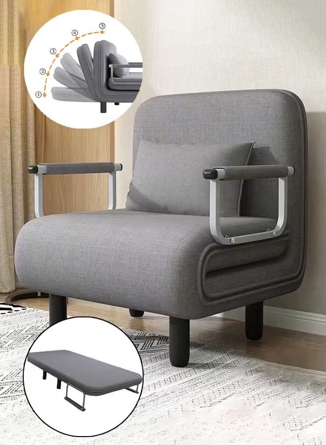 Spides 3 in 1 Multi-Function Folding Sofa Bed Chair Breathable Linen Couch Bed with 5 Angle Adjustable Backrest Convertible Pullout Sofa Bed Sleeper Chair Trifold Single Person Chaise Lounge Couch Portable Fold Out Chair Bed for Living Room, Bedroom, Apartment - Image 2