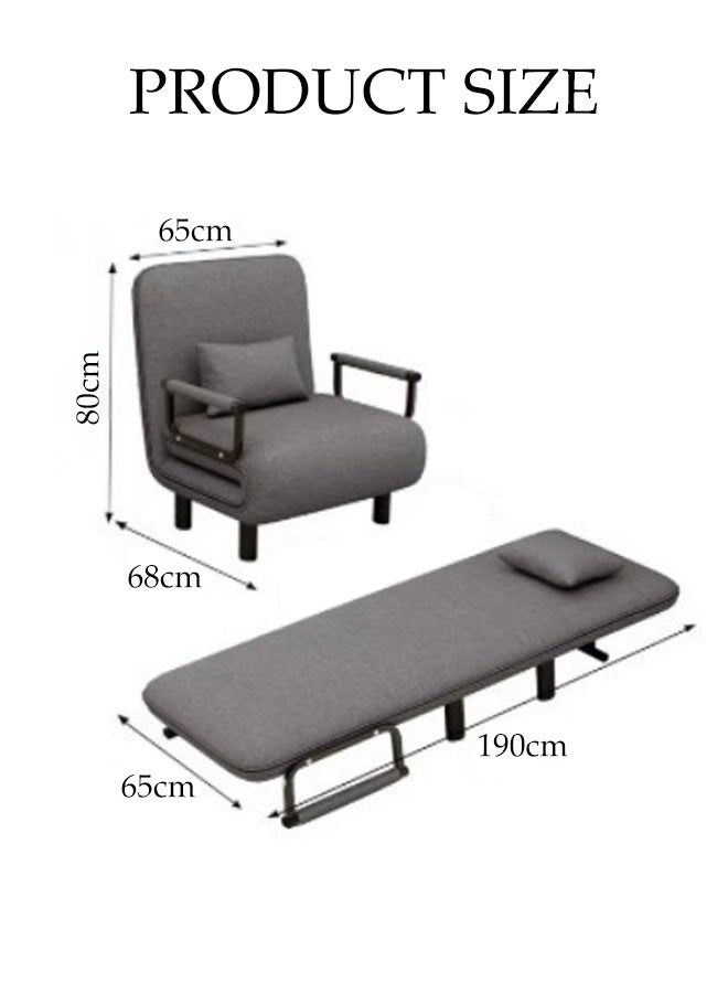 Spides 3 in 1 Multi-Function Folding Sofa Bed Chair Breathable Linen Couch Bed with 5 Angle Adjustable Backrest Convertible Pullout Sofa Bed Sleeper Chair Trifold Single Person Chaise Lounge Couch Portable Fold Out Chair Bed for Living Room, Bedroom, Apartment - Image 4