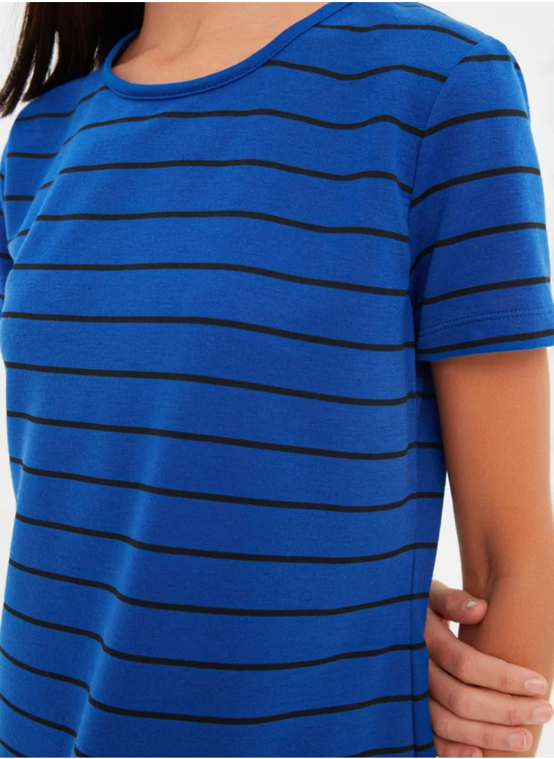 trendyol Crew Neck Striped Knitted Dress