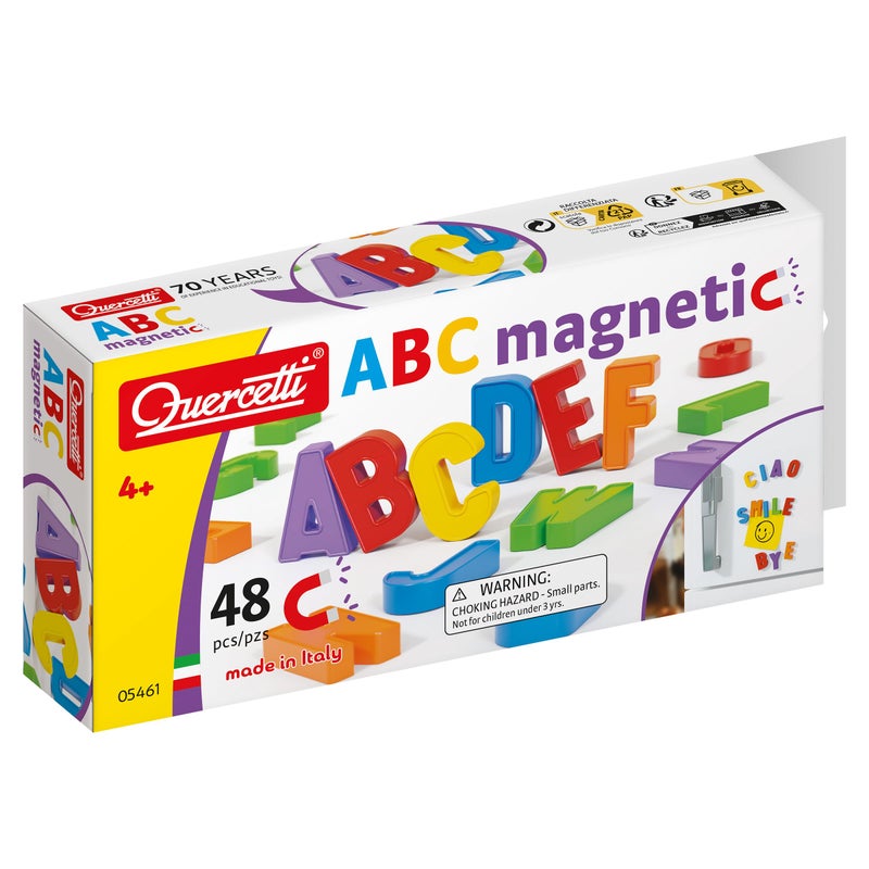 Quercetti Magnetic Uppercase Letters - 48 Piece Alphabet Magnet Set in Assorted Colors (Made in Italy) - Image 1