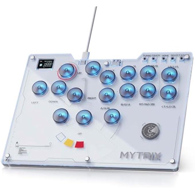 Mytrix ARCADE STICK 16KEYS ALL-BUTTON LEVERLESS CONTROLLER FOR PS4/PC/PS3/SWITCH/STEAM, WITH TURBO FUNCTIONS, CUSTOM RGB LIGHT, SUPPORTS HOT SWAP, SOCD, REMOVABLE PLATE - INTERSTELLAR DESIGN - Image 1