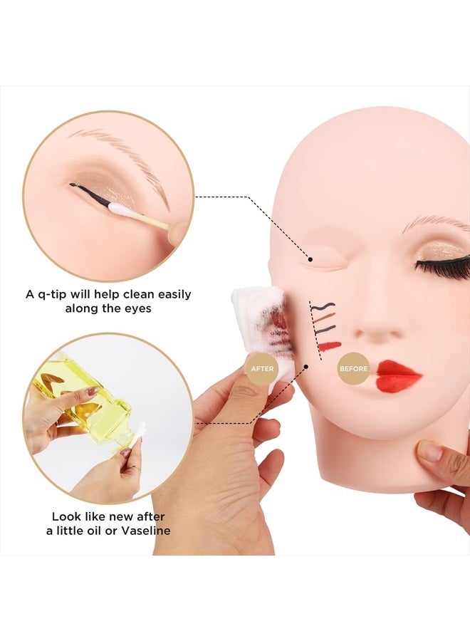 LASHVIEW Lash Mannequin Head, Practice Training Head,Make Up and Lash Extention,Cosmetology Doll Face Head,Soft-Touch Rubber Practice Head,Easy to Clean by Skincare Essential Oil. - Image 2