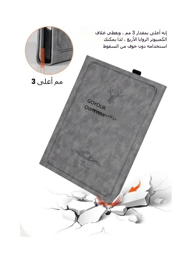 غلاف بحجم 13 إنش لجهاز Microsoft Surface Pro 9/8، غلاف واقي بزوايا متعددة مع حامل للقلم متوافق مع أحدث إصدار من Surface Pro 9 لعام 2022 وإصدار Surface Pro 8 لعام 2021، يتناسب مع الكيبورد وقاعدة الإرتكاز.