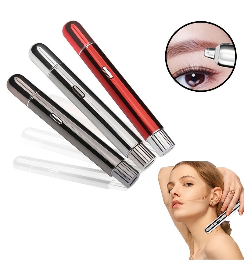 Red Rechargeable Eyebrow Razor USB Powered Hair Remover for Men Women - Image 1