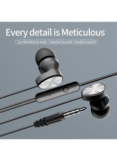 Pin In-ear Headset With Microphone Wire Control 3.5MM For Apple Huawei Xiaomi Subwoofer Headset Wholesale-Color:Blue