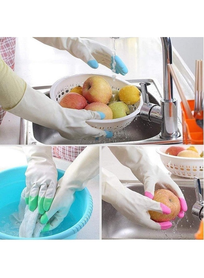 Amzgear Silicone Gloves | Reusable Hand Gloves | Scrubbing Gloves | Hand Gloves For Dish Washing | Car Washing Gloves | Pet Bathing Gloves, Kitchen Dish Washing, Household Use (Random Color-1 Pair) - Image 2