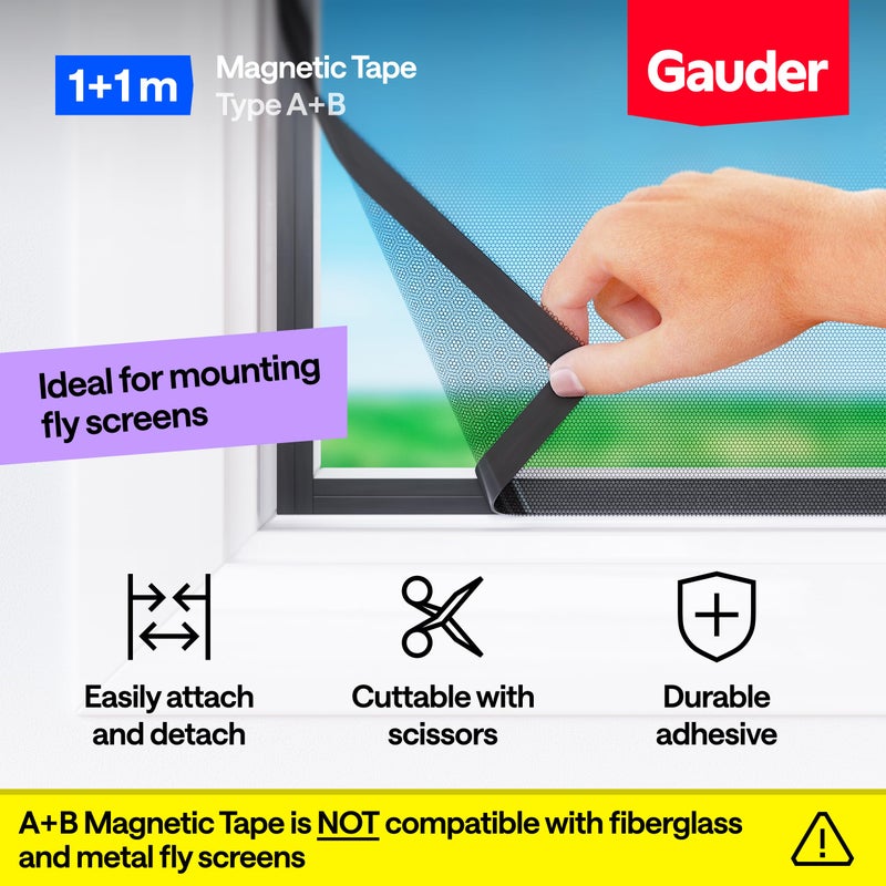 GAUDER A+B Magnetic Tape I Magnetic Strips with Adhesive Backing for Fly Screen & More | Magnetic Tape Roll (3.3 ft + 3.3 ft) - Image 3