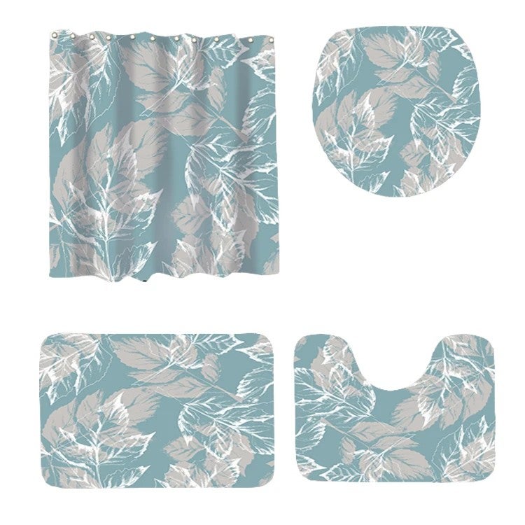 Y&D Hot Sale Digital Printed Shower Curtain Set Bathroom Rugs and Mats Sets - Image 1