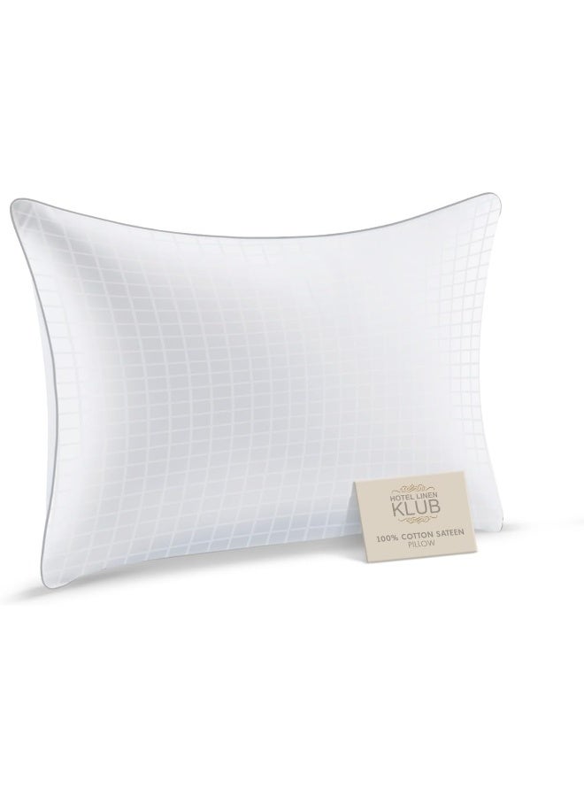 Hotel Linen Klub Hotel Linen Klub 250 TC Sateen Cotton Pillow with Single Piping  - Image 1