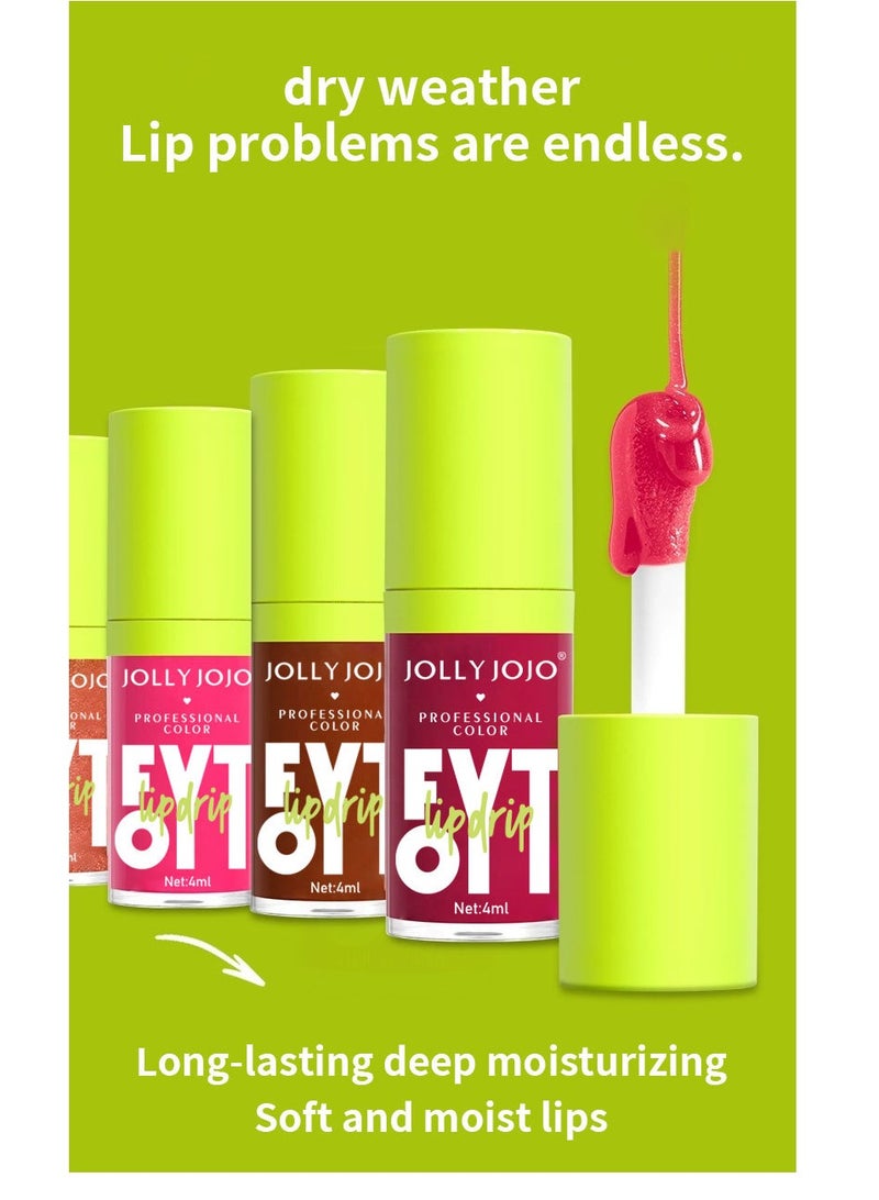 جولي جوجو مجموعة زيت الشفاه برأس فرشاة كبيرة مكونة من 8 ألوان، مرطب ومغذي للغاية، زيت توهج الشفاه بلمسة نهائية لامعة وناعمة، ملمع شفاه ملون لامع نباتي، تركيبة غير لاصقة (8 قطع) - Image 3