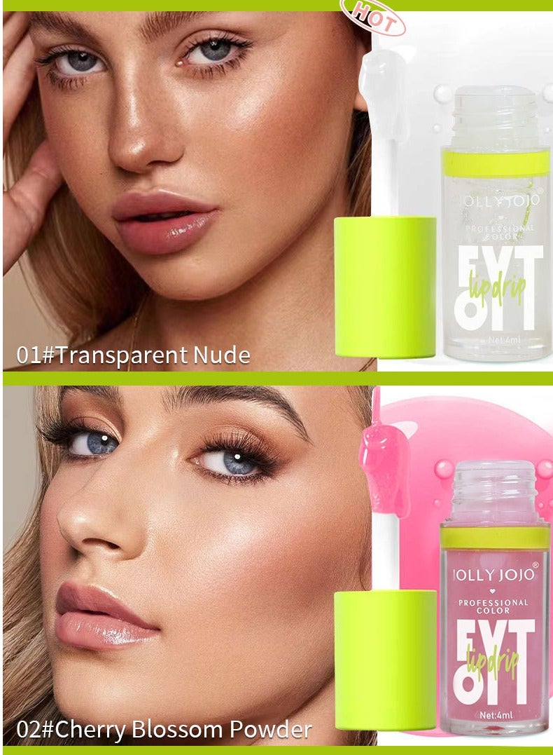 جولي جوجو مجموعة زيت الشفاه برأس فرشاة كبيرة مكونة من 8 ألوان، مرطب ومغذي للغاية، زيت توهج الشفاه بلمسة نهائية لامعة وناعمة، ملمع شفاه ملون لامع نباتي، تركيبة غير لاصقة (8 قطع) - Image 5