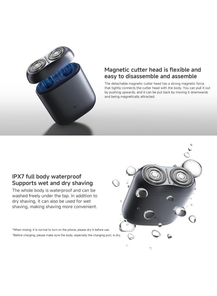 Xiaomi Electric Shaver S200 for Men – Rechargeable Cordless Razor with Dual Blade System, Wet & Dry Use, Fast Charging, IPX7 Waterproof Design, Ergonomic Grip, Travel-Friendly Electric Shaving Kit – Black - Image 4