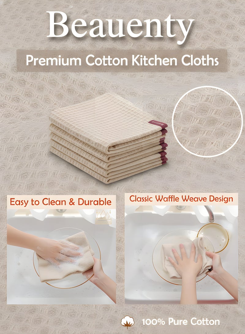 Beauenty Tea Towels,34x34cm,Kitchen Dishcloths,Cotton Waffle Weave,Ultra Soft Absorbent Quick Drying Dish Towels - Image 2