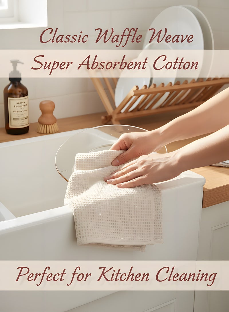 Beauenty Tea Towels,34x34cm,Kitchen Dishcloths,Cotton Waffle Weave,Ultra Soft Absorbent Quick Drying Dish Towels - Image 3