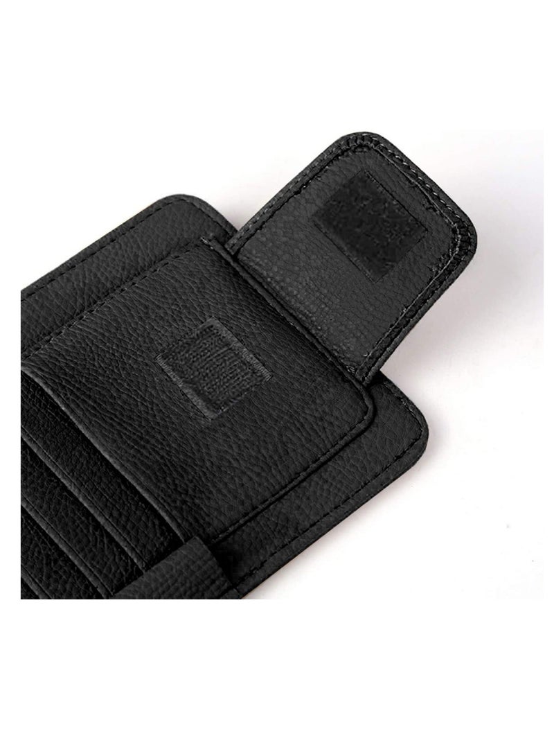Generic Leather Car Sun Visor Storage Glasses Organizer Bills Wallet Holder Ticket Credit Card Clips Auto-Interior Visor Accessories (Black)  - Image 4