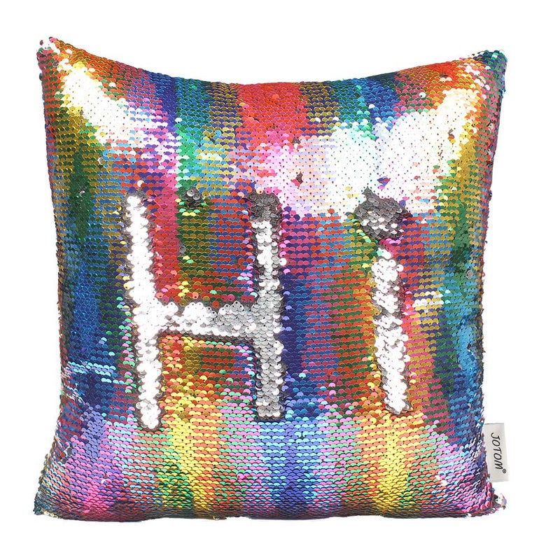 JOTOM Twocolor Reversible Sequins Pillow Case Cushion Covers Magical Color Changing Pillow Cover for Home Car Sofa Decorative40x40cm Multicolor Sequins