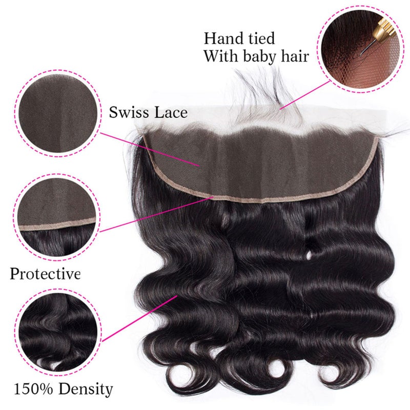 JARAMA 12A Body Wave Bundles with Frontal Human Hair 20 22 24+18 Inch Brazilian Virgin Body Wave Human Hair Weave 3 Bundles with 13x4 HD Lace Frontal Closure - Image 4