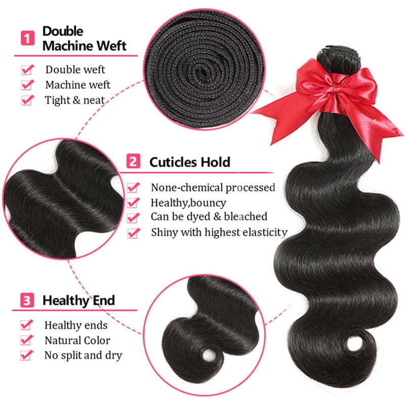 JARAMA 12A Body Wave Bundles with Frontal Human Hair 20 22 24+18 Inch Brazilian Virgin Body Wave Human Hair Weave 3 Bundles with 13x4 HD Lace Frontal Closure - Image 3