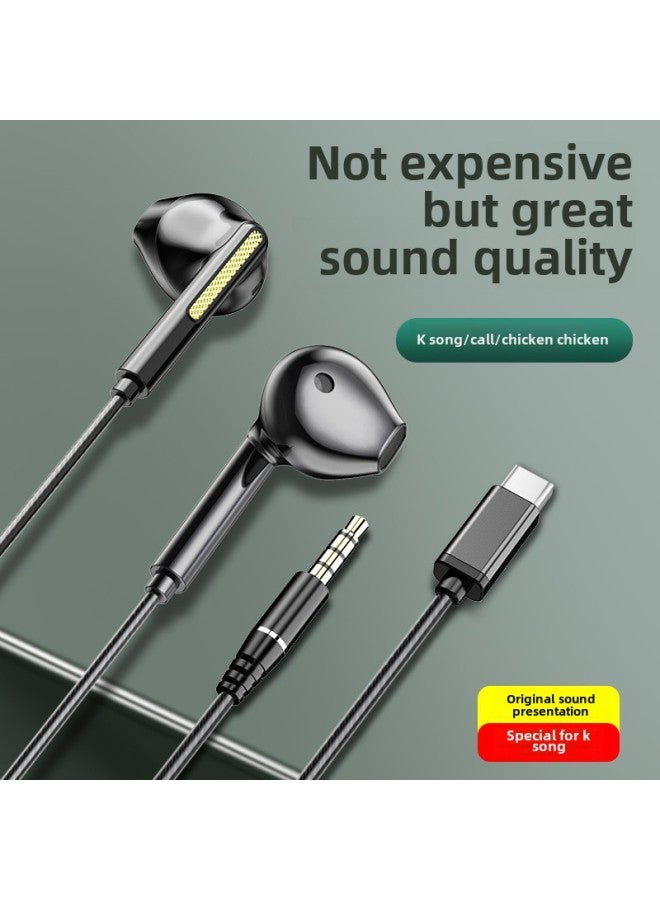 2021 In-ear Wired Headphones Subwoofer With Microphone Wire Control Game Karaoke Live Headphones Manufacturers Wholesale-Color:M22 TYP-C Digital Chip Interface White Tape Packing  - Image 2