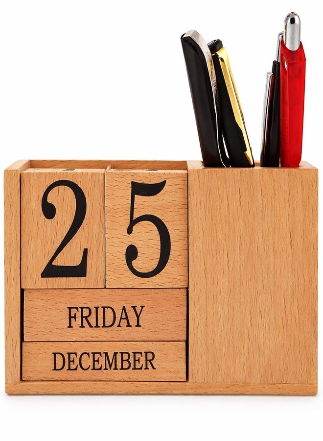 Frescorr - Calendar Block - Wooden Perpetual Desk Calendar - Home and Office Decor, 6.5 x 2.0 x 3.5 inches (Steam Beach) - Image 1