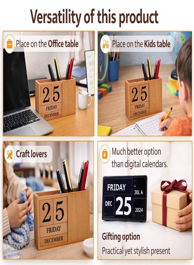 Frescorr - Calendar Block - Wooden Perpetual Desk Calendar - Home and Office Decor, 6.5 x 2.0 x 3.5 inches (Steam Beach) - Image 4