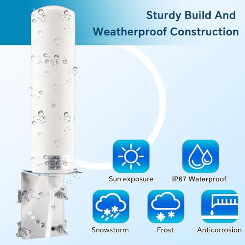 BOOBRIE 4G LTE/5G Antenna 10dBi High Gain OmniDirectional Outdoor Antenna 698-2700 3300-3800MHz SMA 16.4Ft Low Loss Cable TS9 Connector for 4G LTE 5G Router CPE Modem Gateway Cellular Trail Camera - Image 3