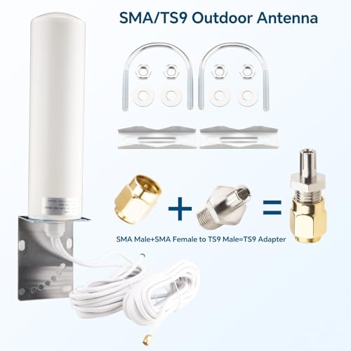 BOOBRIE 4G LTE/5G Antenna 10dBi High Gain OmniDirectional Outdoor Antenna 698-2700 3300-3800MHz SMA 16.4Ft Low Loss Cable TS9 Connector for 4G LTE 5G Router CPE Modem Gateway Cellular Trail Camera - Image 2