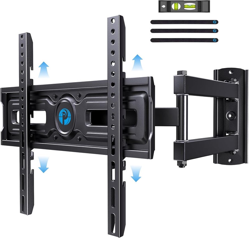 Pipishell Full Motion TV Wall Mount for Most 26-65 inch Flat & Curved TVs up to 77 lbs, Adjustable Bracket Height, Corner TV Mount with Single Articulating Arm, Max VESA 400x400mm, PIMF9 - Image 1