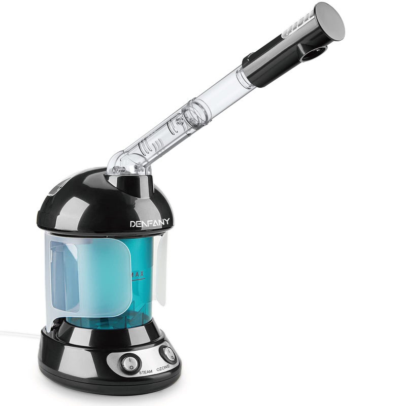 DENFANY Facial Steamer - Ozone Steamer with Extendable 360 Rotating Arm - Humidifier - Unclogs Pores - Blackheads - Portable Facial Steamer for Personal Care Use at Home or Salon (Black) - Image 1