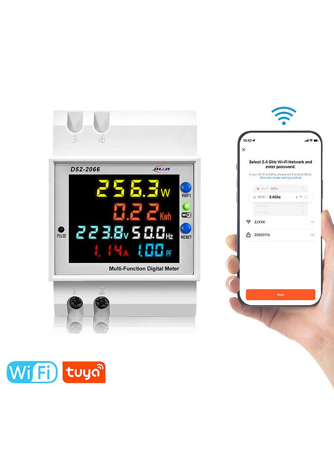 Tuya WiFi Home Intelligent Digital Display Electricity Meter DIN-Rail Voltage and Current Meter Multi-function Power Factor Frequency Metering Meters  - Image 1