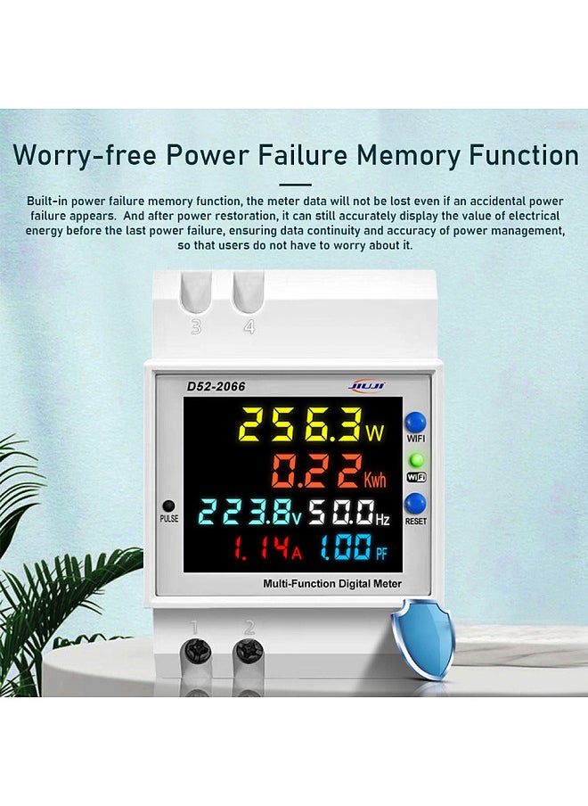 Tuya WiFi Home Intelligent Digital Display Electricity Meter DIN-Rail Voltage and Current Meter Multi-function Power Factor Frequency Metering Meters  - Image 5