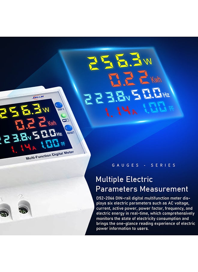 Tuya WiFi Home Intelligent Digital Display Electricity Meter DIN-Rail Voltage and Current Meter Multi-function Power Factor Frequency Metering Meters  - Image 2