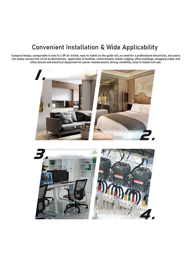 Tuya WiFi Home Intelligent Digital Display Electricity Meter DIN-Rail Voltage and Current Meter Multi-function Power Factor Frequency Metering Meters  - Image 4