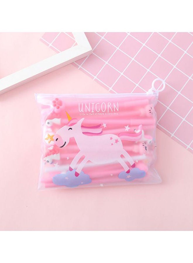 Generic 21-Piece Unicorn Patterns Pen With File Bag Set Pink/Clear  - Image 2
