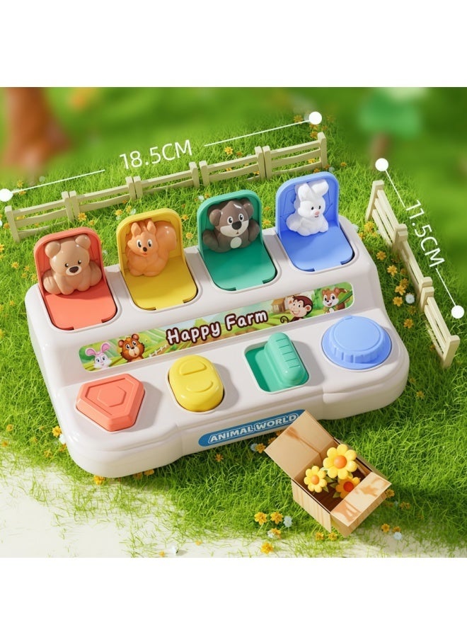 Cause And Effect Toy,Developmental Toy With Buttons & Colors Color Sorting Animal Toys,Interactive Animal Activity Center,Fine Motor Skills, Color & Shape Sorter - Image 2