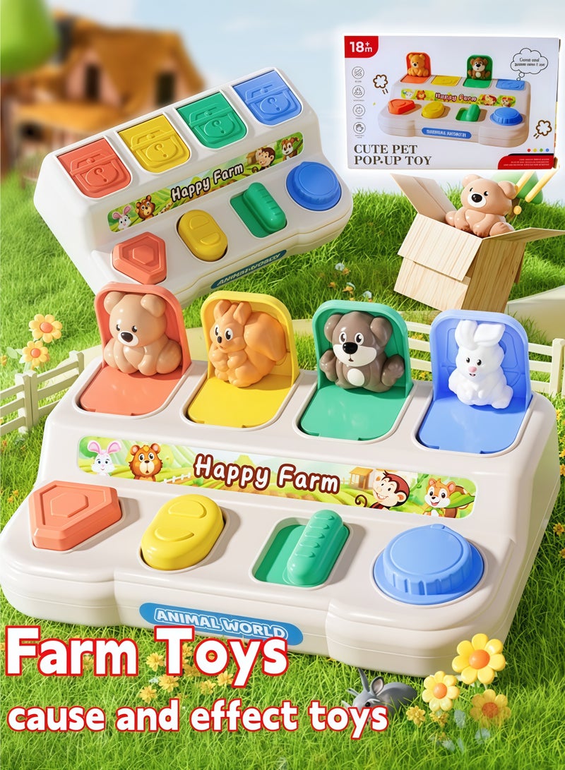 Cause And Effect Toy,Developmental Toy With Buttons & Colors Color Sorting Animal Toys,Interactive Animal Activity Center,Fine Motor Skills, Color & Shape Sorter - Image 1