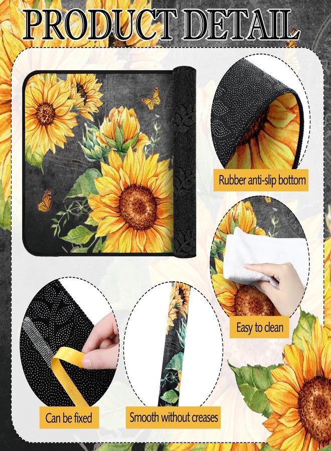 Fourluoo Sets of 3 Sunflower Kitchen Rugs and Mats Summer Non Slip Kitchen Rugs Washable Sunflower Door Mats for Floor Home Bathroom Cabin Farmhouse Decor - Image 5