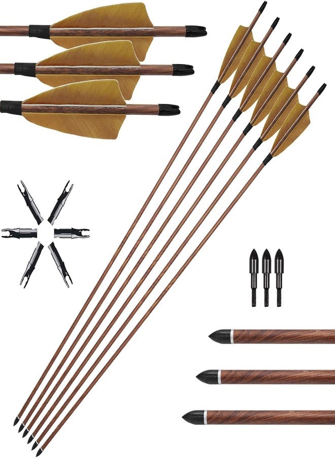 RedOak 31 inch Wood Grain Carbon Archery Arrows for Target Practice (6 pcs) - Spine 500 - Image 5