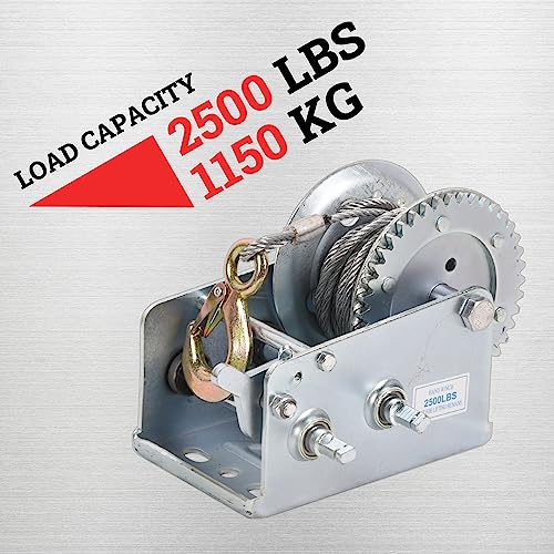 LFGUD Hand Winch Boat Trailer Winch 2500lbs Heavy Duty Hook with 33ft Steel Cable, Two Way Ratchet Manual Operated Winch for Trailers ATV UTV Boat Marine - Image 3