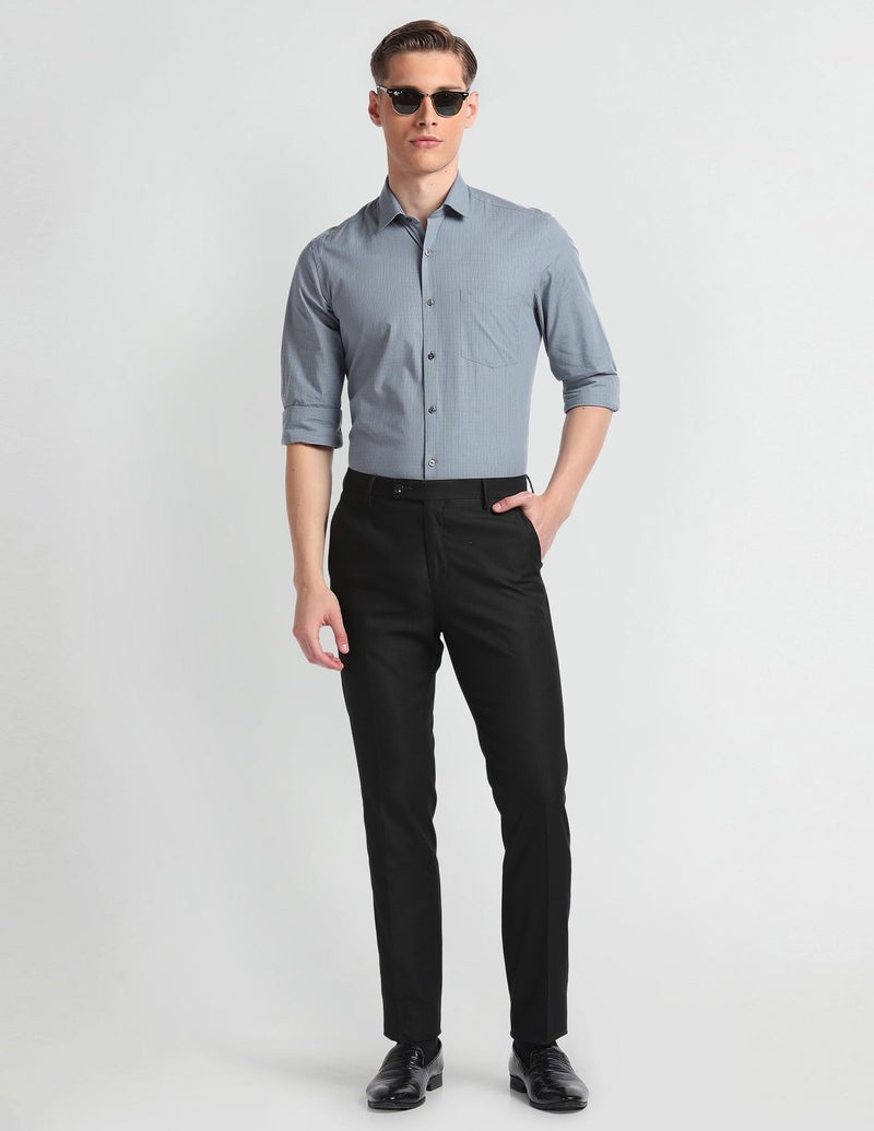 Arrow Men Slim fit Cotton Checked Long Sleeves Cutaway Collar Shirt(ARADOSH0797A_Grey_42) - Image 4