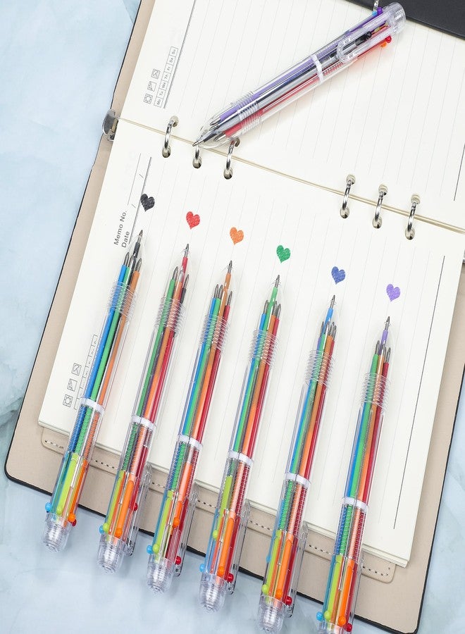 Aodaer 24 Pieces Multicolor Ballpoint Pens 0.5 mm 6 Colors Transparent Barrel Ballpoint Pen 6-in-1 Multicolor Retractable Ballpoint Pens for Office School Supplies Gifts - Image 3