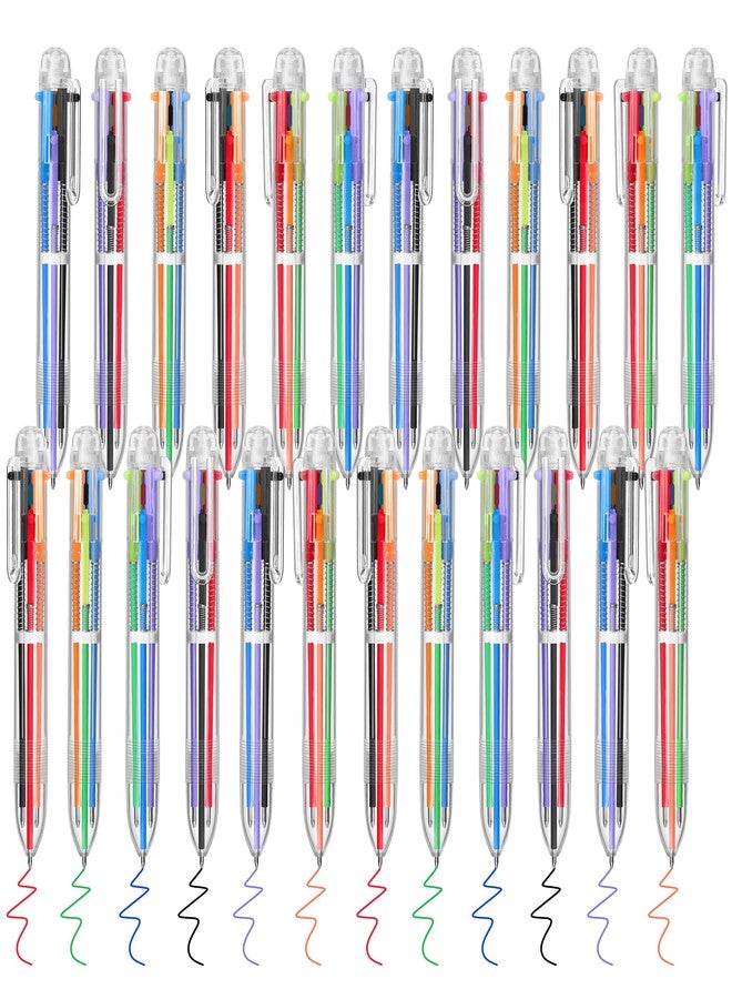 Aodaer 24 Pieces Multicolor Ballpoint Pens 0.5 mm 6 Colors Transparent Barrel Ballpoint Pen 6-in-1 Multicolor Retractable Ballpoint Pens for Office School Supplies Gifts - Image 1