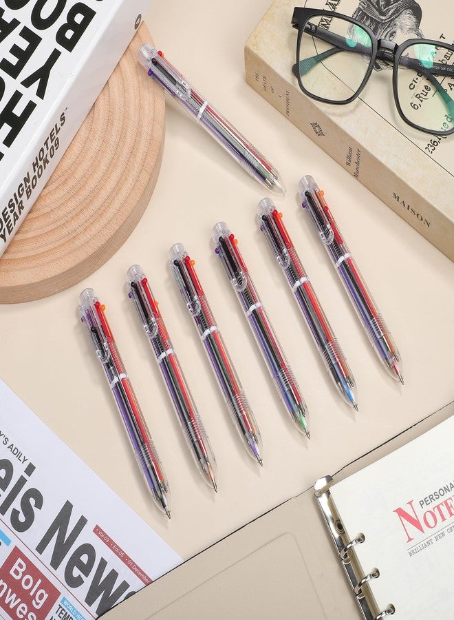 Aodaer 24 Pieces Multicolor Ballpoint Pens 0.5 mm 6 Colors Transparent Barrel Ballpoint Pen 6-in-1 Multicolor Retractable Ballpoint Pens for Office School Supplies Gifts - Image 4