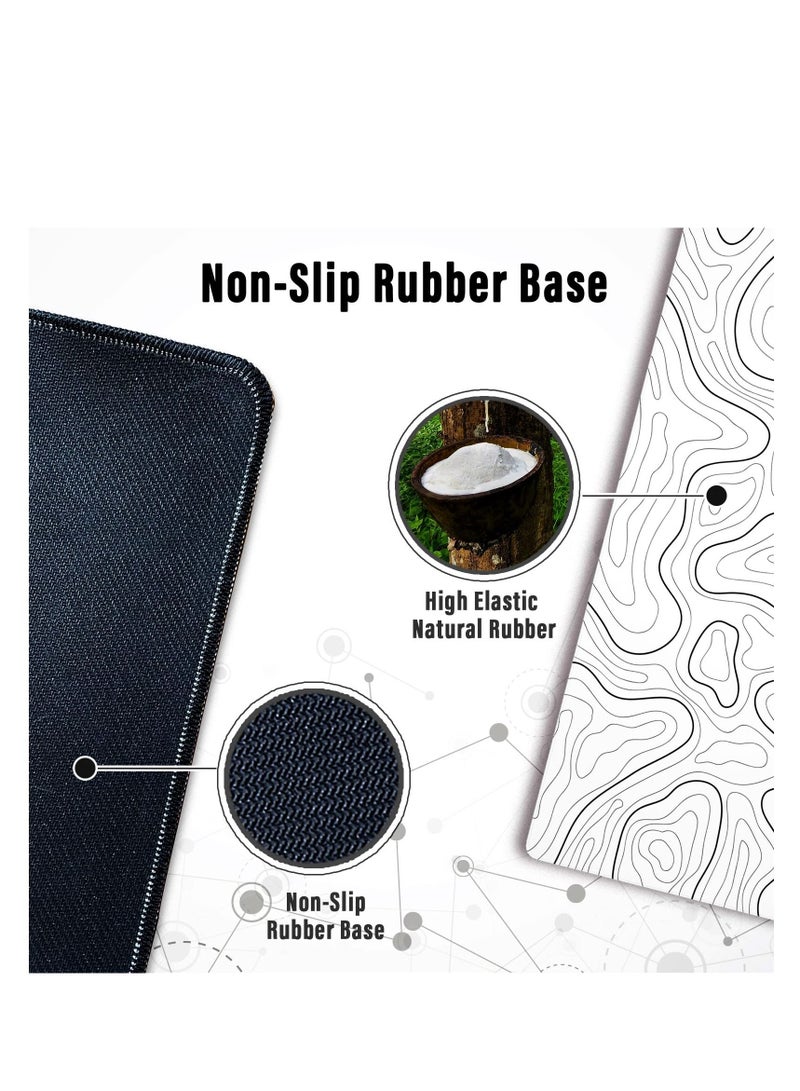 Arabest Large Gaming Mouse Pad with Stitched Edges, Minimalist Topographic Map Desk Mat, Extended XL Mousepad with Anti-Slip Base, Cool Desk Pad for Keyboard and Mouse - Image 5