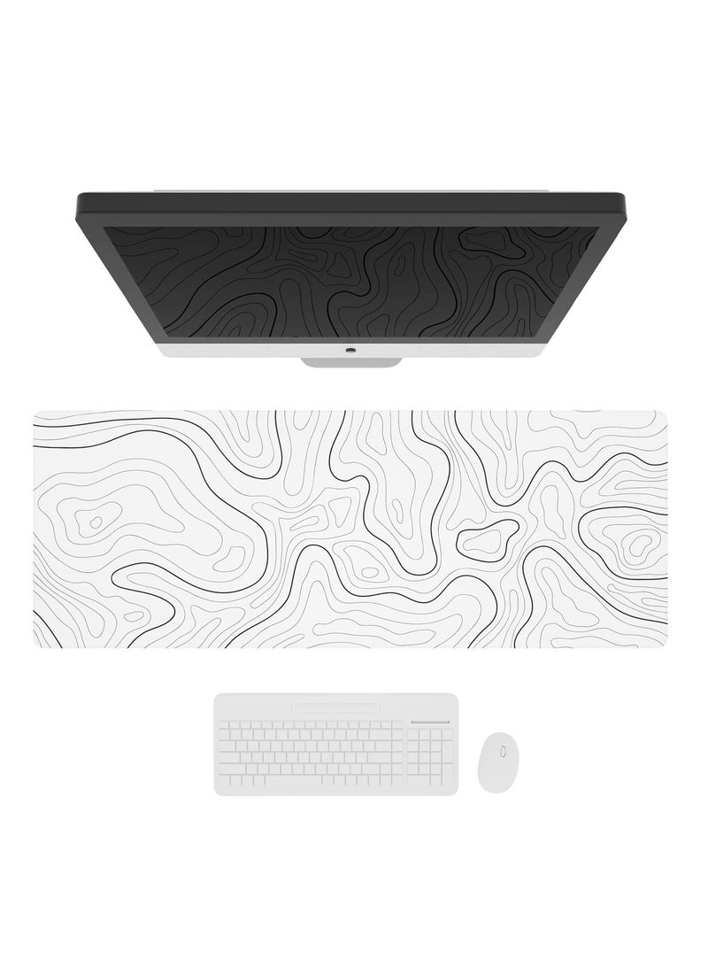 Arabest Large Gaming Mouse Pad with Stitched Edges, Minimalist Topographic Map Desk Mat, Extended XL Mousepad with Anti-Slip Base, Cool Desk Pad for Keyboard and Mouse - Image 2