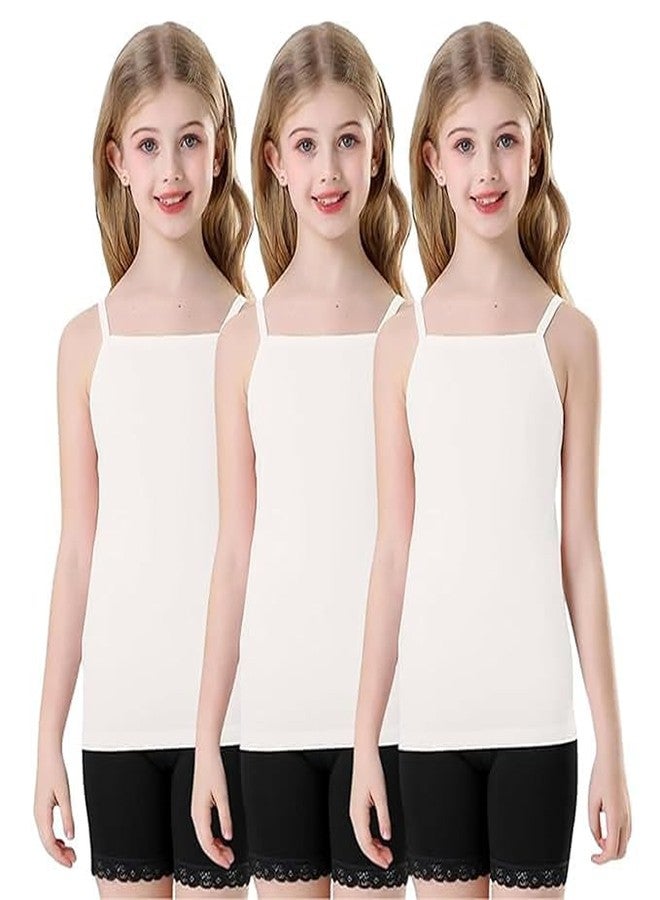 Khwaish Store Baby Girls Vest Cotton Regular Fit Sleeveless Camisole Vest for Girls Slip White, Pack of 3 - Image 1